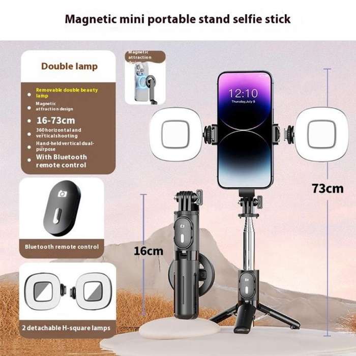 P08Y Pro F2 Portable Travel Selfie Stick Tripod Mini MagSafe Phone Stand with Remote Control and ...