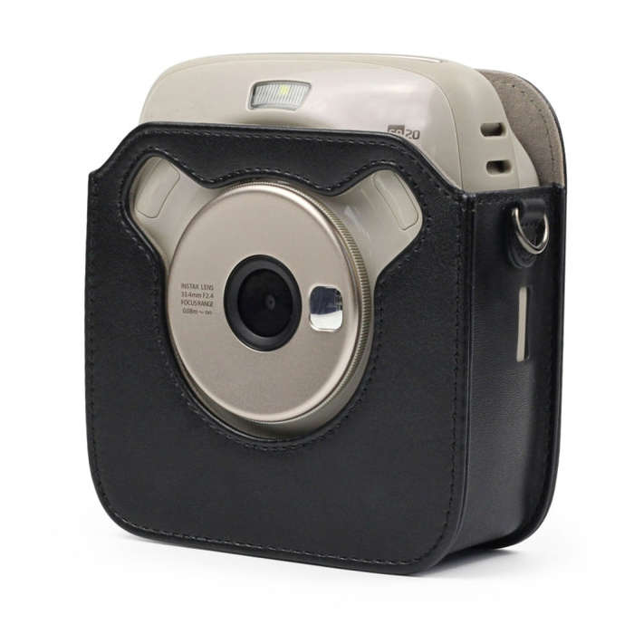 Full Body Camera PU Leather Case Bag with Strap for Fujifilm Instax Square SQ20(Black)