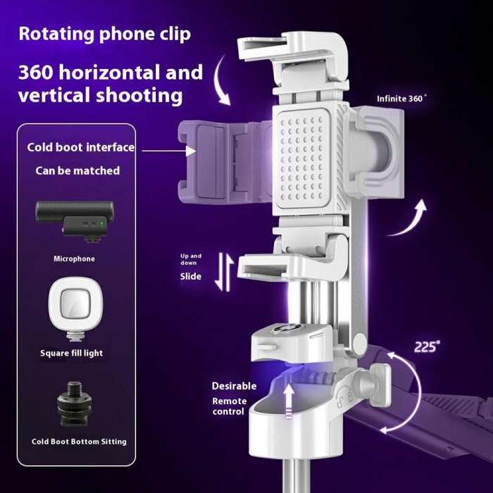 P25 Extendable Anti-shake Four-Legged Stand Portable Handheld Phone Selfie Stick(White)