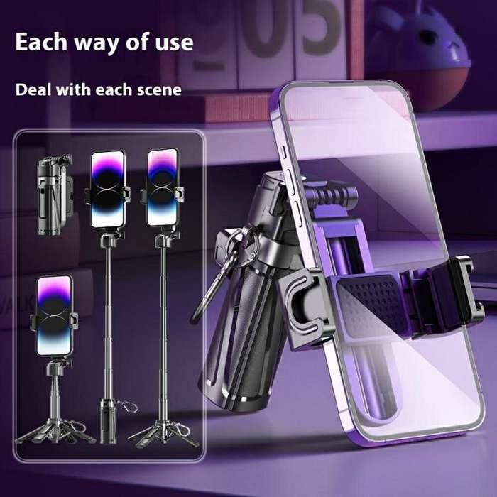 P25 Extendable Anti-shake Four-Legged Stand Portable Handheld Phone Selfie Stick(Black)