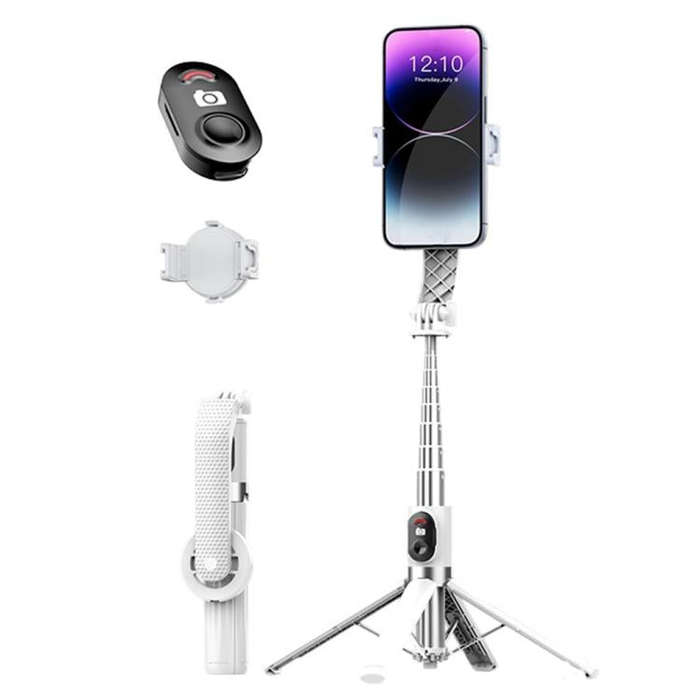 P07 Max Extendable Four-legged Stand Magnetic Phone Selfie Stick with Bluetooth Remote Control(Wh...