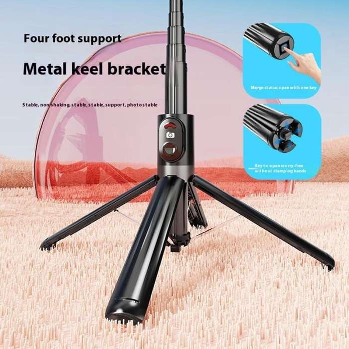 P07 Max Extendable Four-legged Stand Magnetic Phone Selfie Stick with Bluetooth Remote Control(Wh...