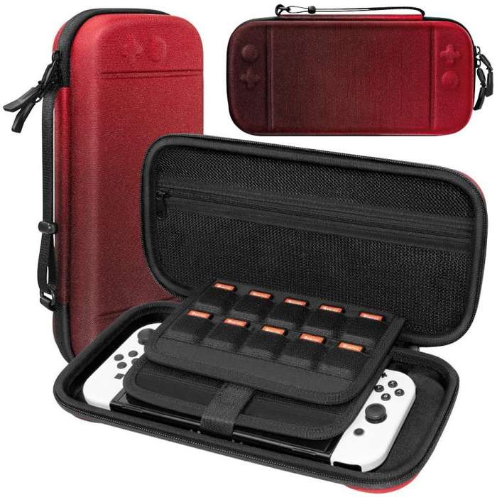 For Nintendo Switch 2 Portable Game Console Hard Case Storage Protective Bag(Black Red Gradient)