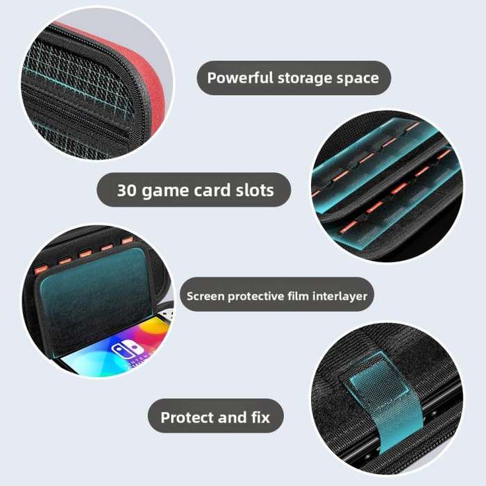For Nintendo Switch 2 Portable Game Console Hard Case Storage Protective Bag(Black Red Gradient)