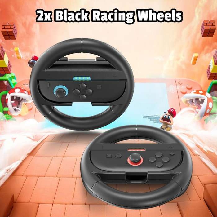 For Nintendo Switch 2 Left And Right Handle Racing Steering Wheel Grips Set(Black)