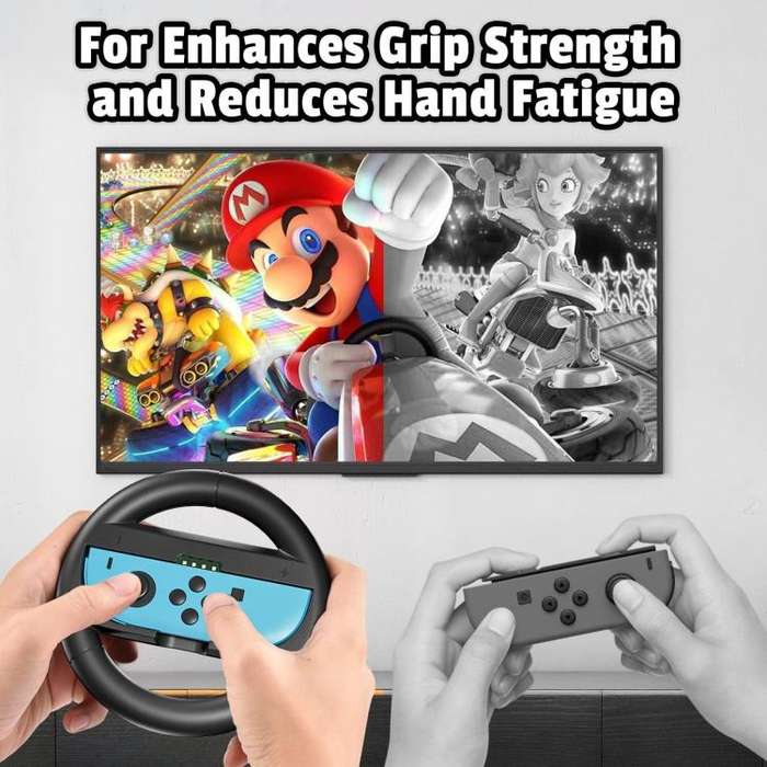 For Nintendo Switch 2 Left And Right Handle Racing Steering Wheel Grips Set(Black)