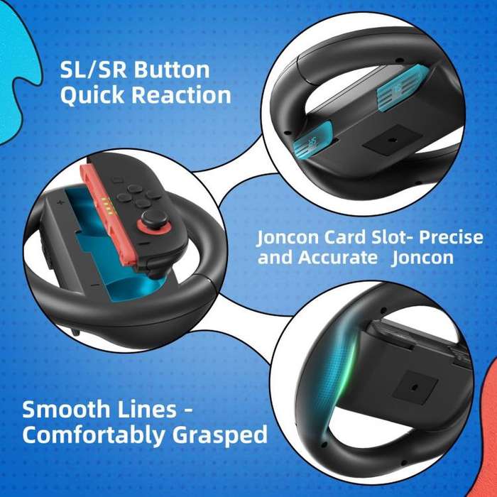 For Nintendo Switch 2 Left And Right Handle Racing Steering Wheel Grips Set(Orange Blue)