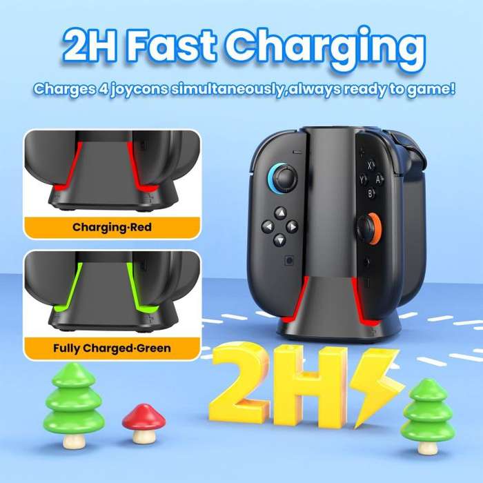 For Nintendo Switch 2 4 in 1 Handle Charging Stand With RGB Dazzling Lights