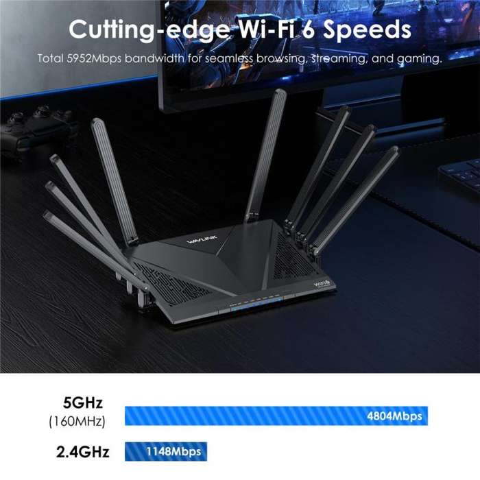 WAVLINK WN536AX6 For Gaming High Speed Dual Band MESH AP Repeater AX6000 WiFi 6 Router, Plug:US Plug