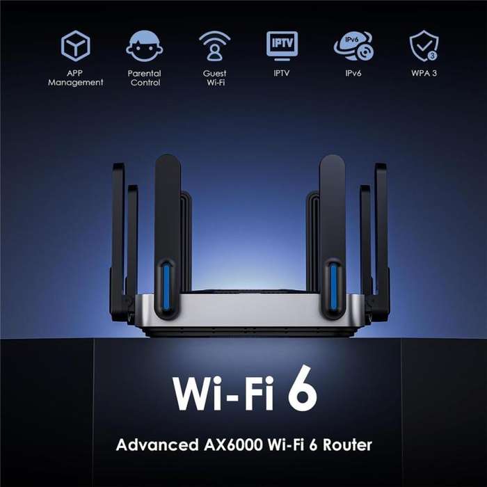 WAVLINK WN592AX6 2.5G Multi Gig Port Quad Core CPU AX6000 Dual Band WiFi 6 Router, Plug:UK Plug