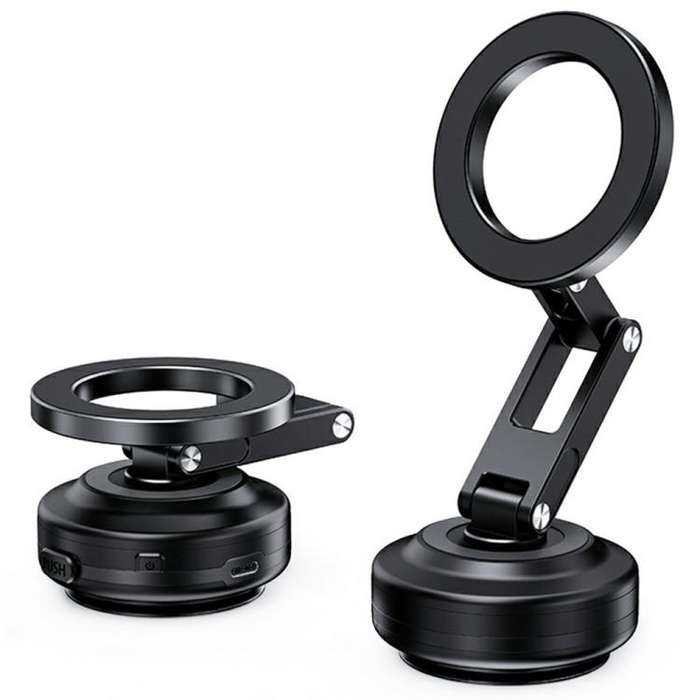 X63 Foldable Arm Car Phone Navigation Mount Vacuum Suction Cup Aluminum Alloy Holder(Black)