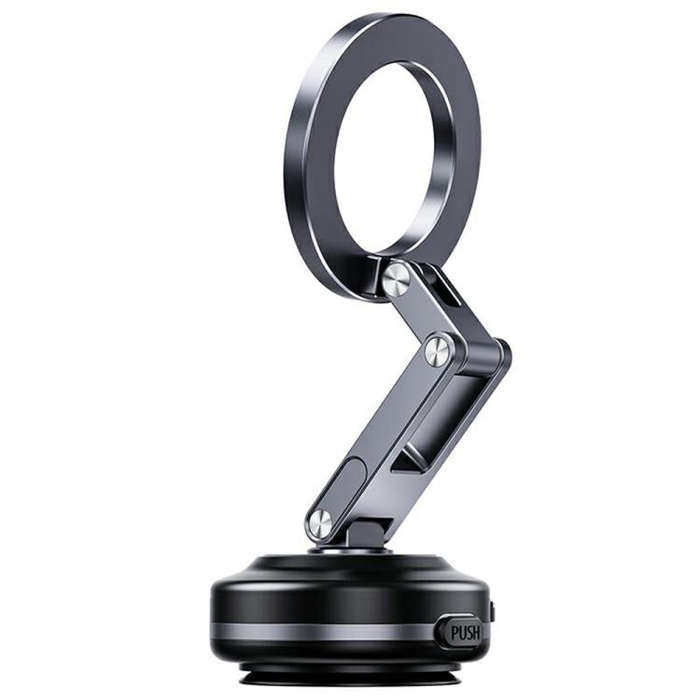 X63 Foldable Arm Car Phone Navigation Mount Vacuum Suction Cup Aluminum Alloy Holder(Black)