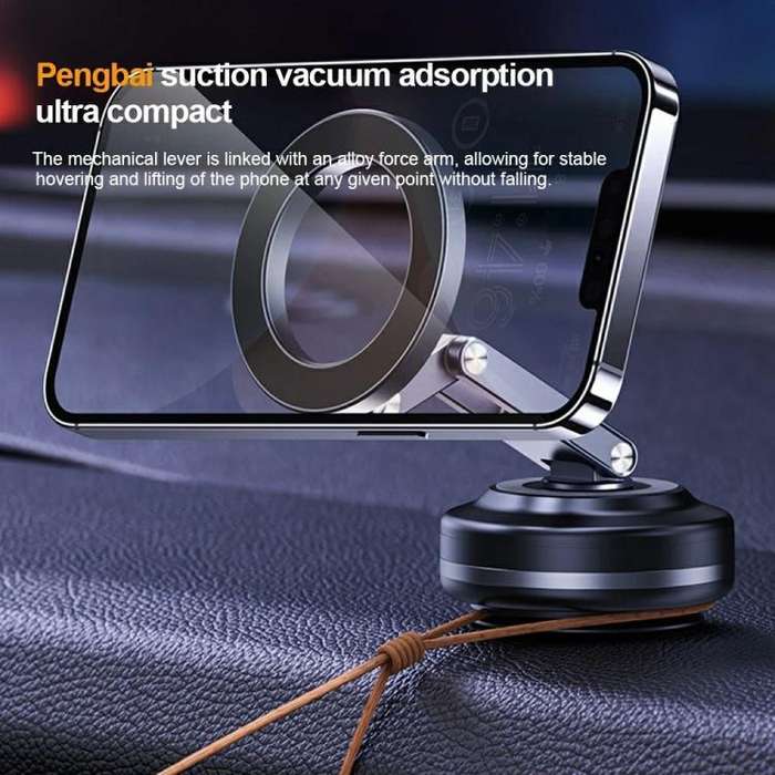 X63 Foldable Arm Car Phone Navigation Mount Vacuum Suction Cup Aluminum Alloy Holder(Black)