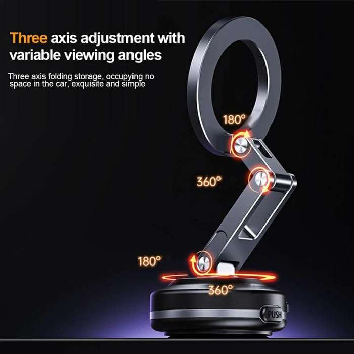 X63 Foldable Arm Car Phone Navigation Mount Vacuum Suction Cup Aluminum Alloy Holder(Black)