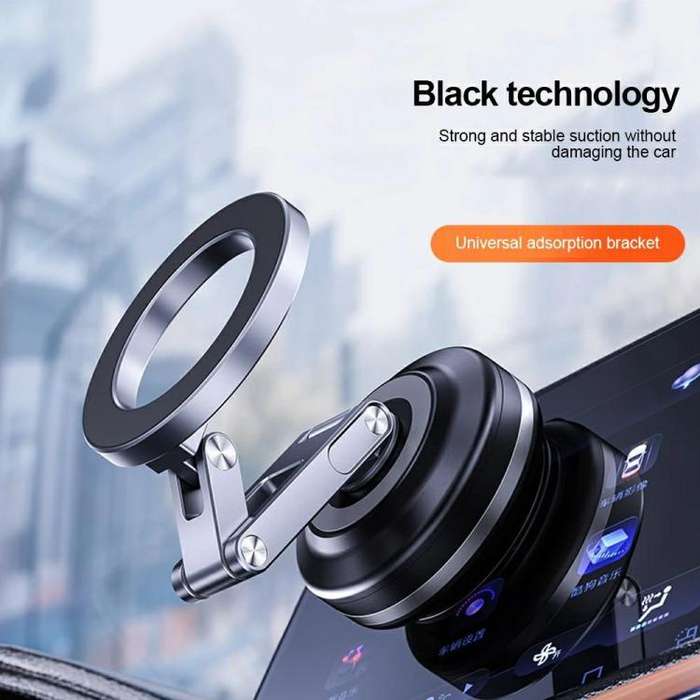 X63 Foldable Arm Car Phone Navigation Mount Vacuum Suction Cup Aluminum Alloy Holder(Black)