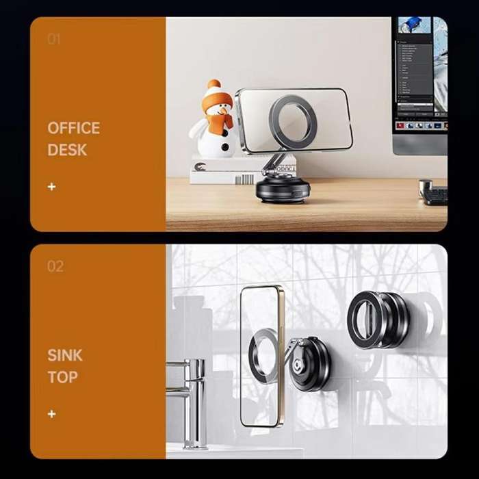 X63 Foldable Arm Car Phone Navigation Mount Vacuum Suction Cup Aluminum Alloy Holder(Black)