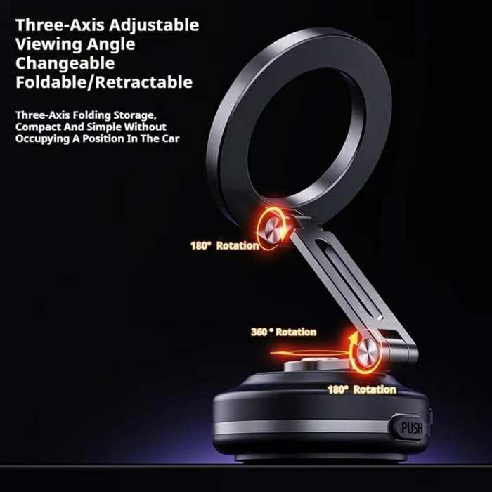 X64 Car Phone Mount Foldable Magnetic Electric Vacuum Suction Smartphones Bracket(Black)