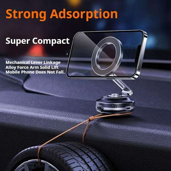 X64 Car Phone Mount Foldable Magnetic Electric Vacuum Suction Smartphones Bracket(Black)