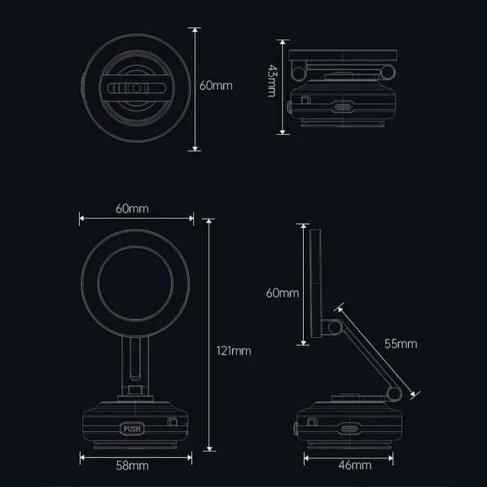 X64 Car Phone Mount Foldable Magnetic Electric Vacuum Suction Smartphones Bracket(Black)