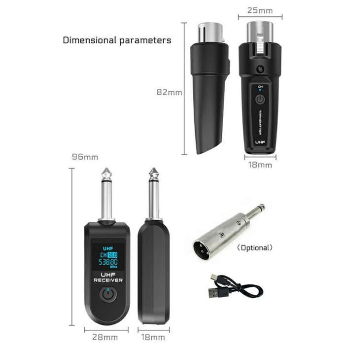 K1 For Handheld Dynamic Mic Wired to Wireless Microphone Converter, 2 Transmitter + 1 Receiver