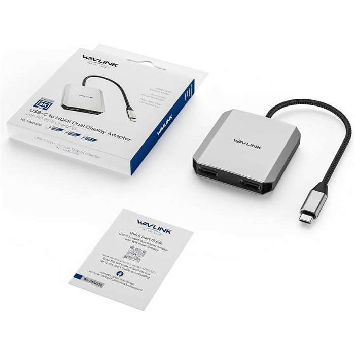 WAVLINK UMD320 With 100W Power Port Type-C to 4K HDMI + 8K HDMI Adapter