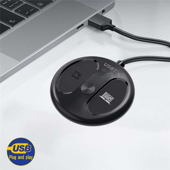 For TV PC LE524 USB Bluetooth 5.4 Audio Transmitter 50m Range Dual Connection Adapter