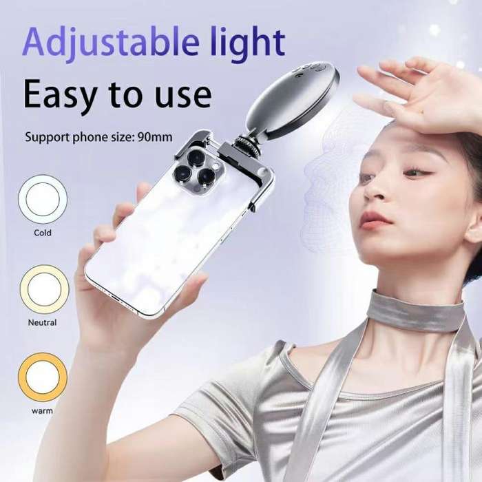A01 Smartphone Photography Live Streaming Round LED Fill Light Portable Selfie Light(White)