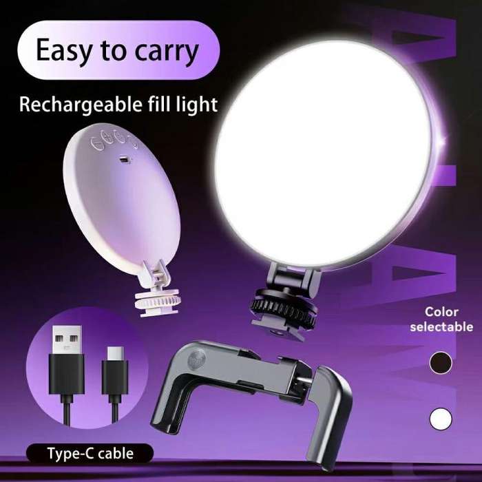 A01 Smartphone Photography Live Streaming Round LED Fill Light Portable Selfie Light(Black)