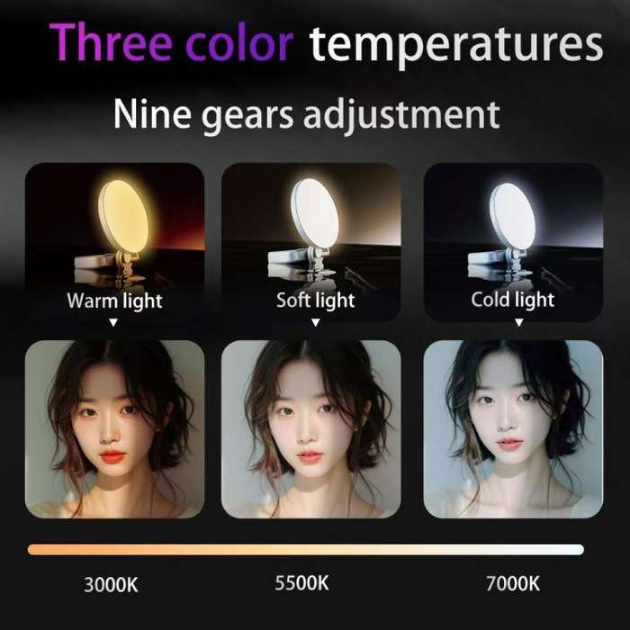 A01 Smartphone Photography Live Streaming Round LED Fill Light Portable Selfie Light(Black)