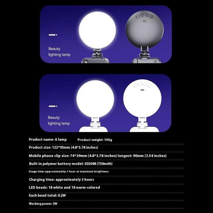 A01 Smartphone Photography Live Streaming Round LED Fill Light Portable Selfie Light(Black)