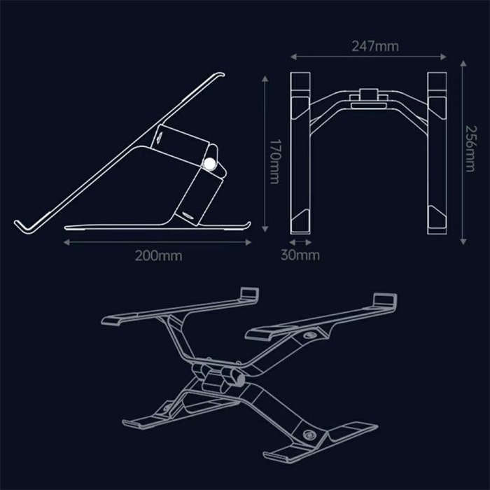 P70 X-Shape Aluminum Alloy Stand Height Adjustable Foldable Cooling Bracket for Laptop / Tablet(S...