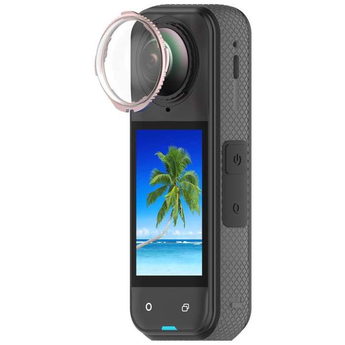 For Insta360 X5 Rotating Optical Tempered Glass Lens Guard Protective Cover(Pink)