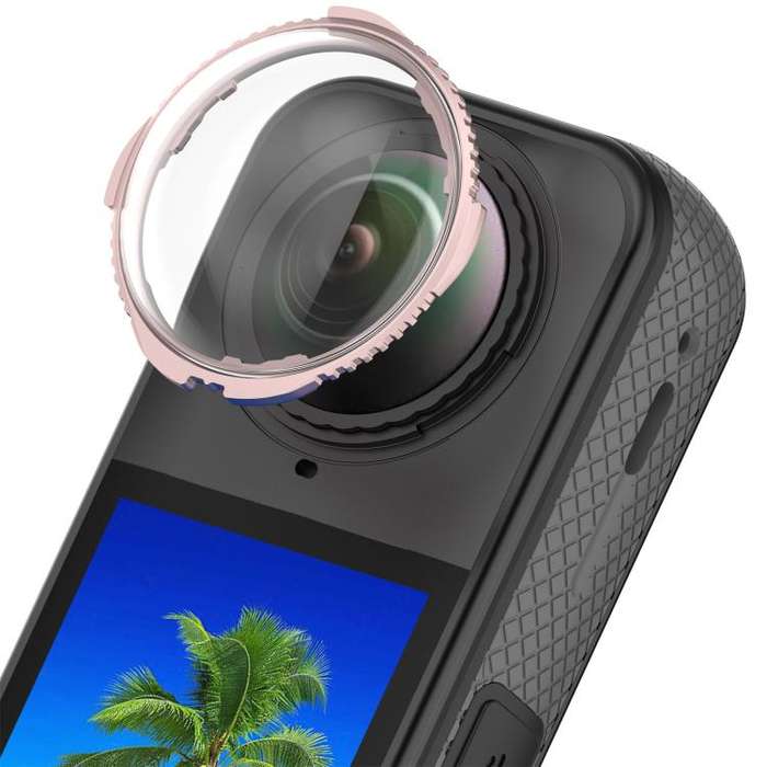 For Insta360 X5 Rotating Optical Tempered Glass Lens Guard Protective Cover(Pink)