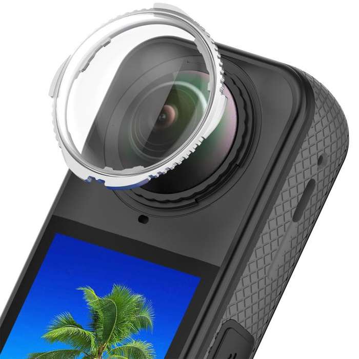 For Insta360 X4 Rotating Optical Tempered Glass Lens Guard Protective Cover(Silver)