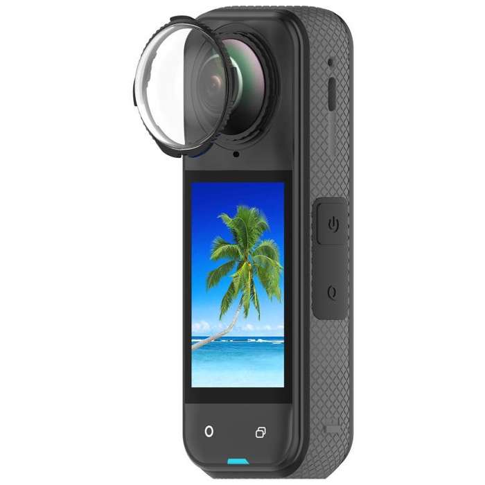 For Insta360 X4 Rotating Optical Tempered Glass Lens Guard Protective Cover(Black)