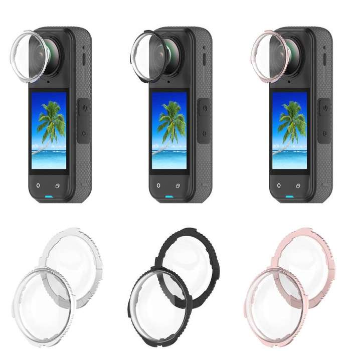 For Insta360 X5 Rotating Optical Tempered Glass Lens Guard Protective Cover(Pink)