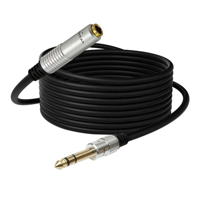 JUNSUNMAY 6.35mm 1/4 inch Male to Female Stereo Headphone Guitar Extension Cable Cord, Length:0.3m