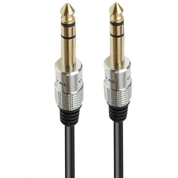 JUNSUNMAY 6.35mm 1/4 inch Male to Male Stereo Headphone Guitar Extension Cable Cord, Length:3m