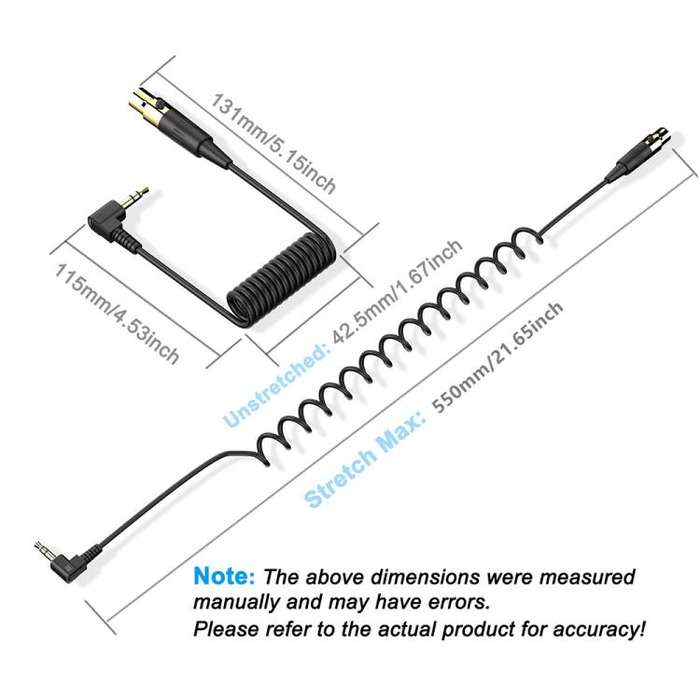 JUNSUNMAY 3.5mm Stereo Male to 4 Pin XLR Female Mixer Spring Extension Adapter Cable, Length: 0.5m