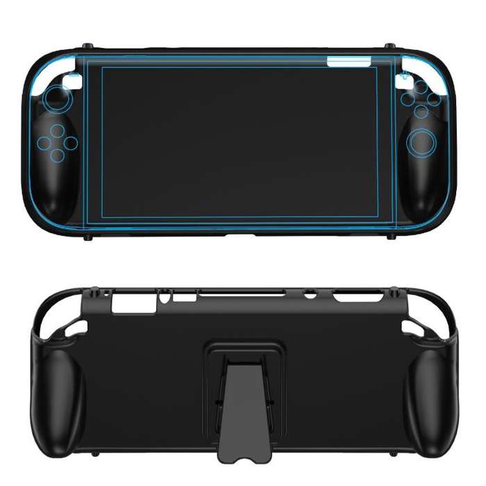 For Nintendo Switch 2 Game Game Console TPU Protective Case with Back Support(Black)
