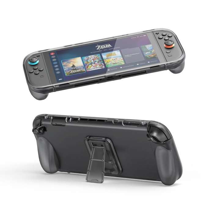 For Nintendo Switch 2 Game Game Console TPU Protective Case with Back Support(Transparent)