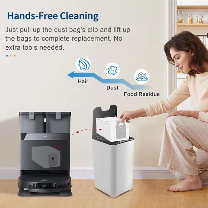 JUNSUNMAY 6pcs Sweeping Robot Non-woven Fabrics Dust Bag for Ecovacs Deebot T50 Pro / T50 Max / T...