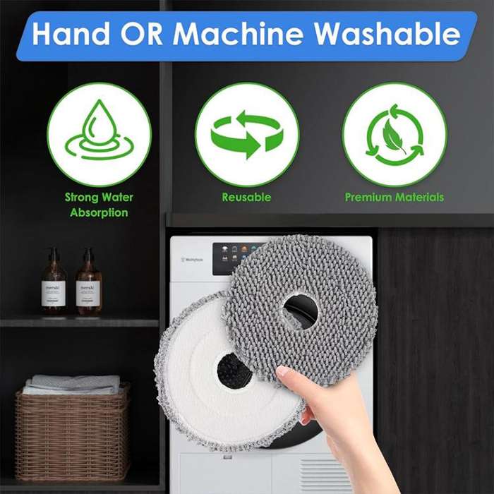 JUNSUNMAY 4pcs Washable Mop Pads Replacement for iRobot Roomba Plus 405 / 505 Combo
