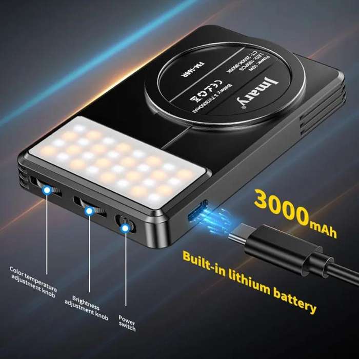 JMARY FM-168R Dual Color Temperature 160 LED Beads Portable Magnetic Phone Fill Light(White)