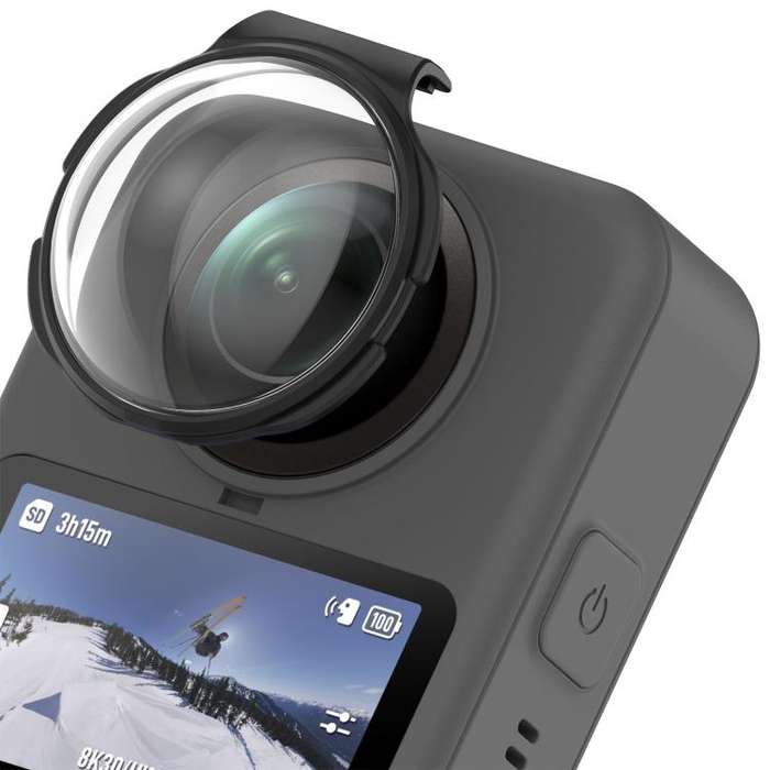 For DJI Osmo 360 Panoramic Camera Tempered Glass Cover Protective Lens Guard(Black)