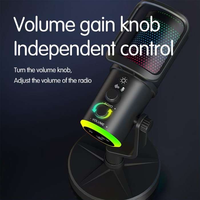 SU9 RGB Light USB-C / Type-C Desktop Recording Noise Reduction Microphone with Anti-spray Net