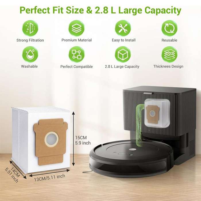 JUNSUNMAY 6pcs Robot Cleaner Non-woven Fabrics Dust Bag for Dreame X40 Ultra / X30 Ultra