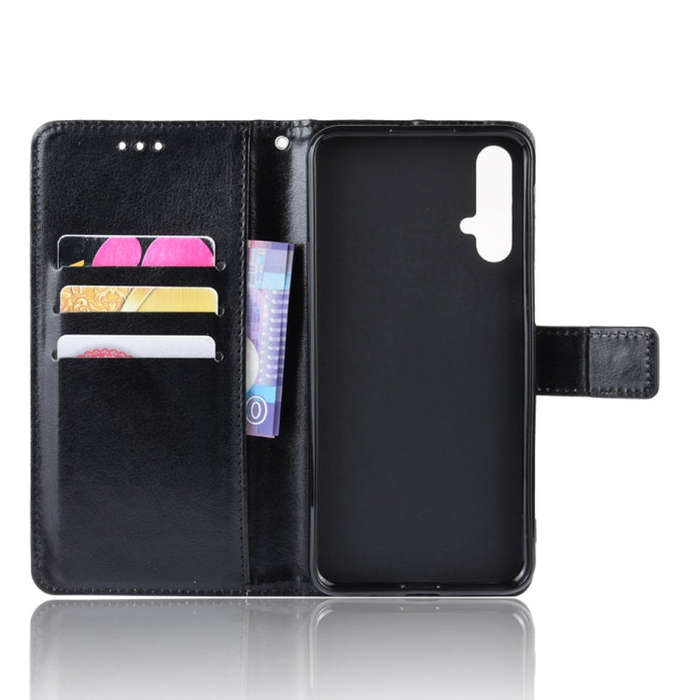 Retro Crazy Horse Texture Horizontal Flip Leather Case for Huawei Nova 5 /Nova 5 Pro , with Holde...