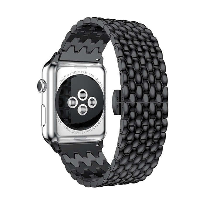 Dragon Grain Solid Stainless Steel Wrist Strap Watch Band for Apple Watch Series 3 & 2 & 1 42mm(B...