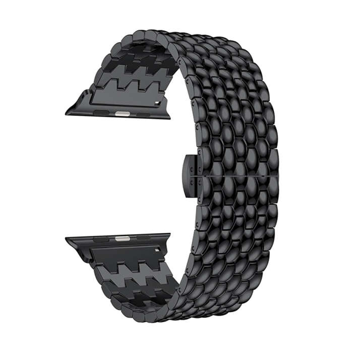 Dragon Grain Solid Stainless Steel Wrist Strap Watch Band for Apple Watch Series 3 & 2 & 1 42mm(B...